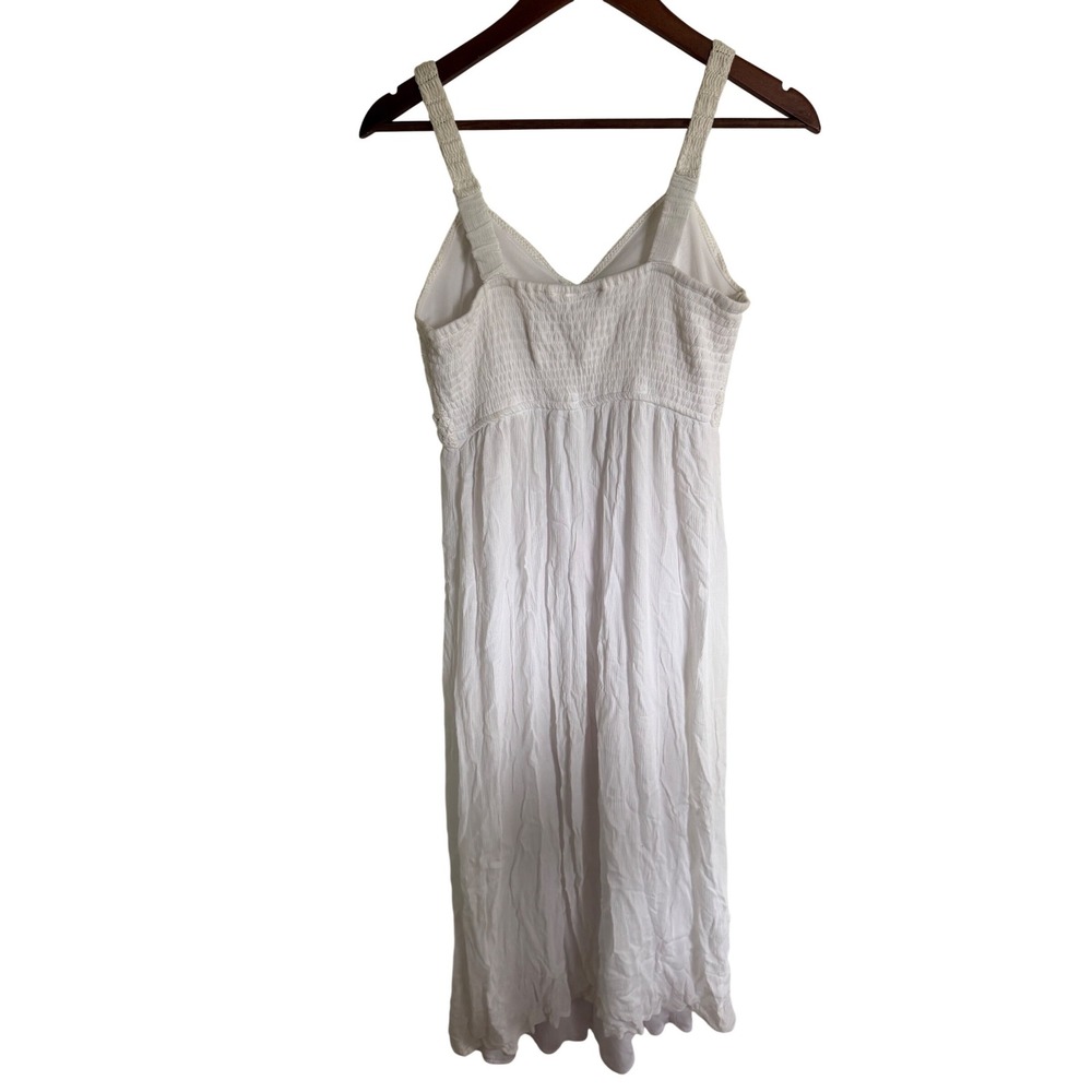 Sincerely Jules White Crochet Bodice Smocked Back Midi Dress Womens Medium Bride - Picture 3 of 8